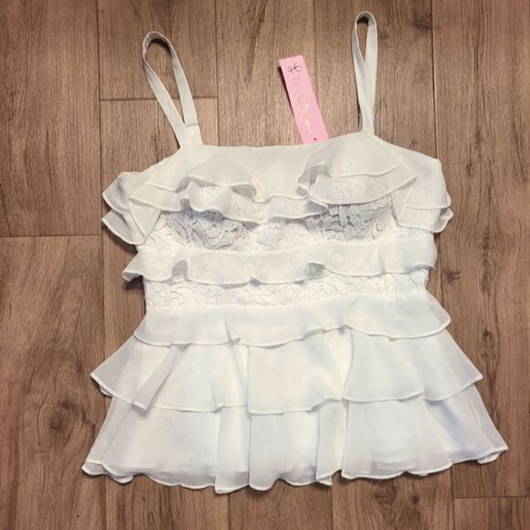 Lilly Pulitzer Olive Top In Resort White Size 8 New - Picture 6 of 11